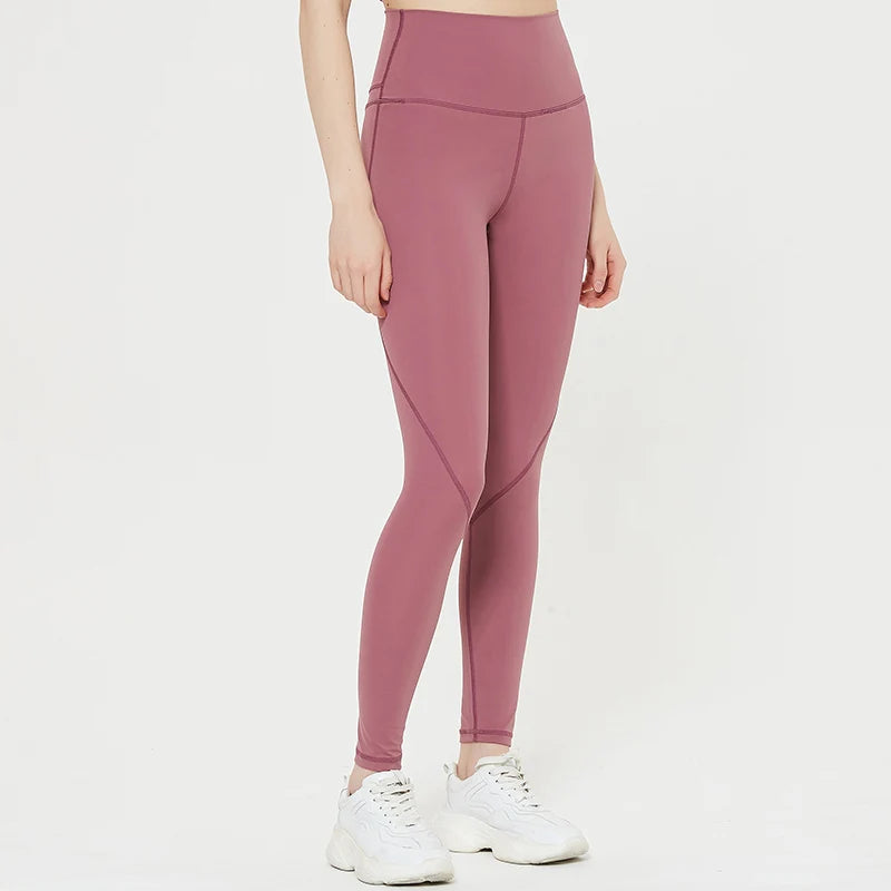 High-waisted spandex sports shorts in mauve, designed for flexibility and comfort.