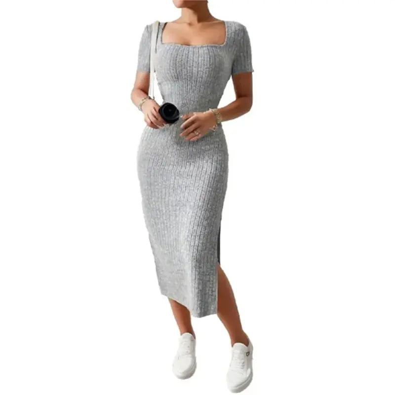 Trendy Square Neck Midi Dress