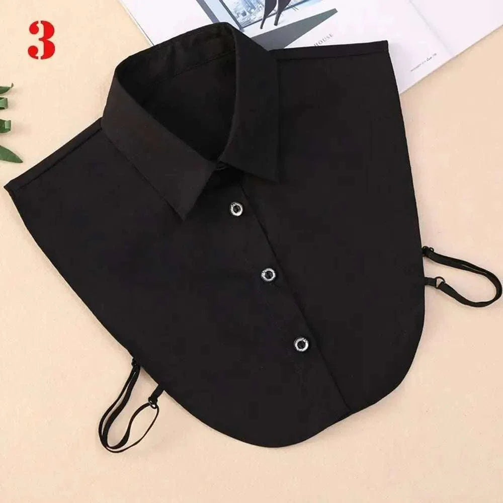 Detachable shirt collar in black, versatile accessory for elegant styling.