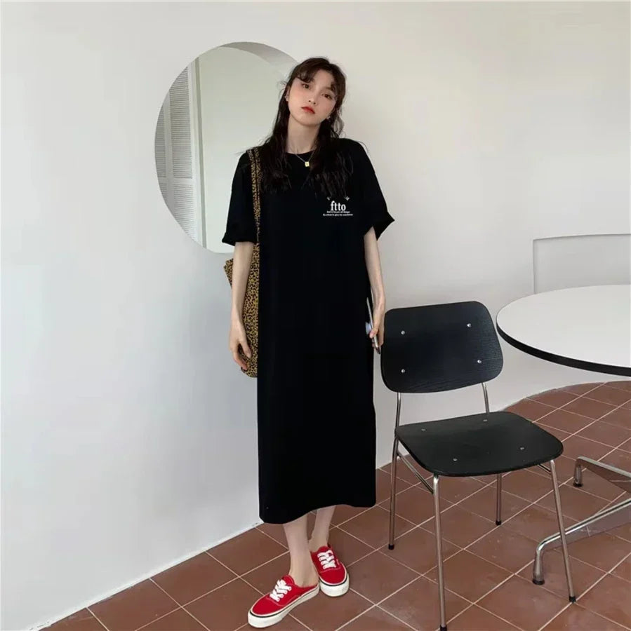 Summer backless ice silk nightgown with black design, ideal for cool comfort and elegance.