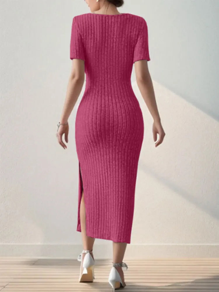 Trendy Square Neck Midi Dress