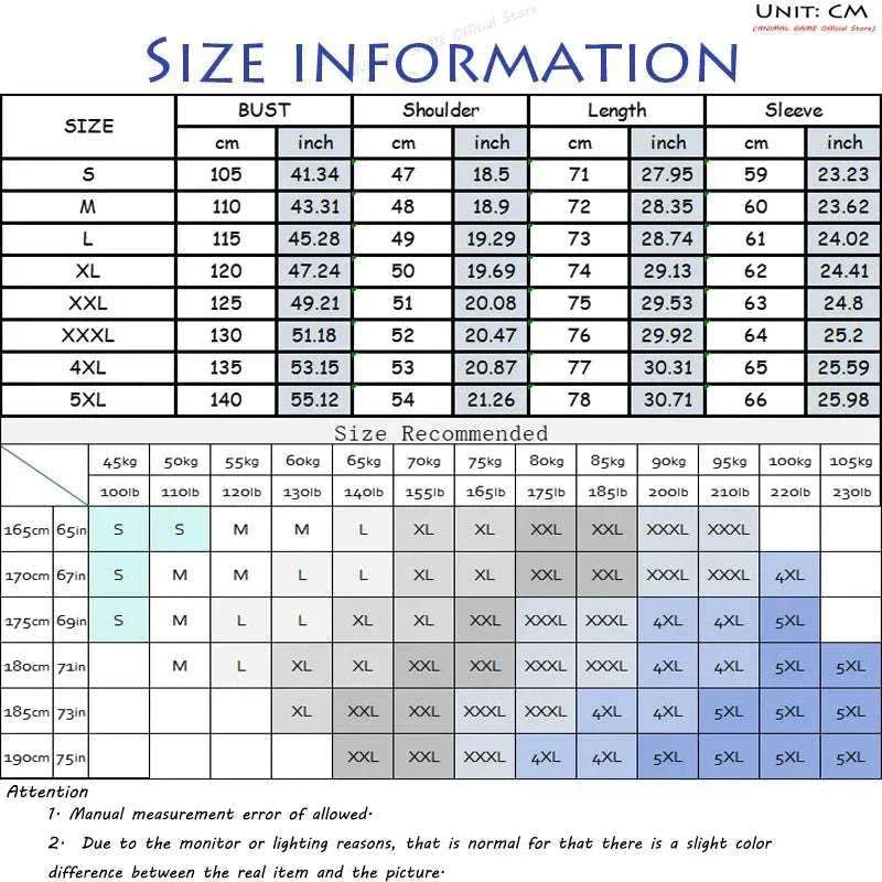 Breathable Cotton Henley size chart with international conversions and recommendations based on weight and height.