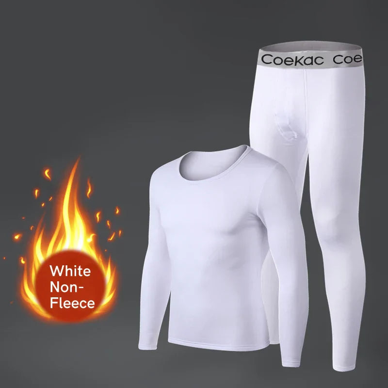 White athletic base layer set for versatile sports performance.