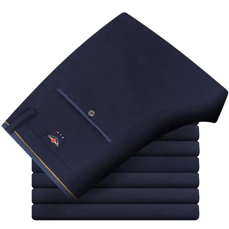 Navy Business Casual Suit Pants folded, showcasing premium fabric and tailored fit for professionals.