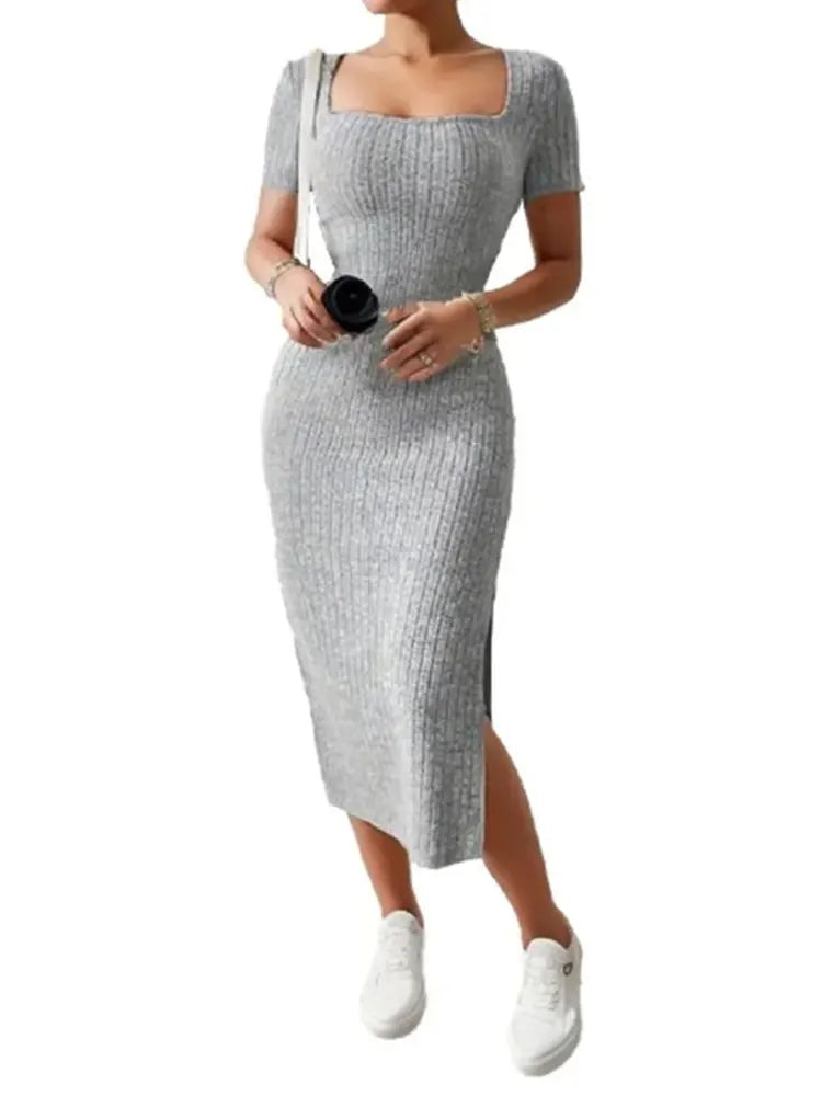 Trendy Square Neck Midi Dress