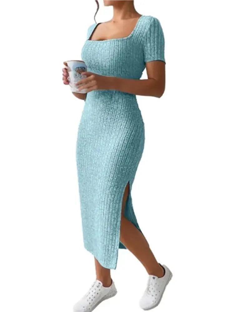 Trendy Square Neck Midi Dress