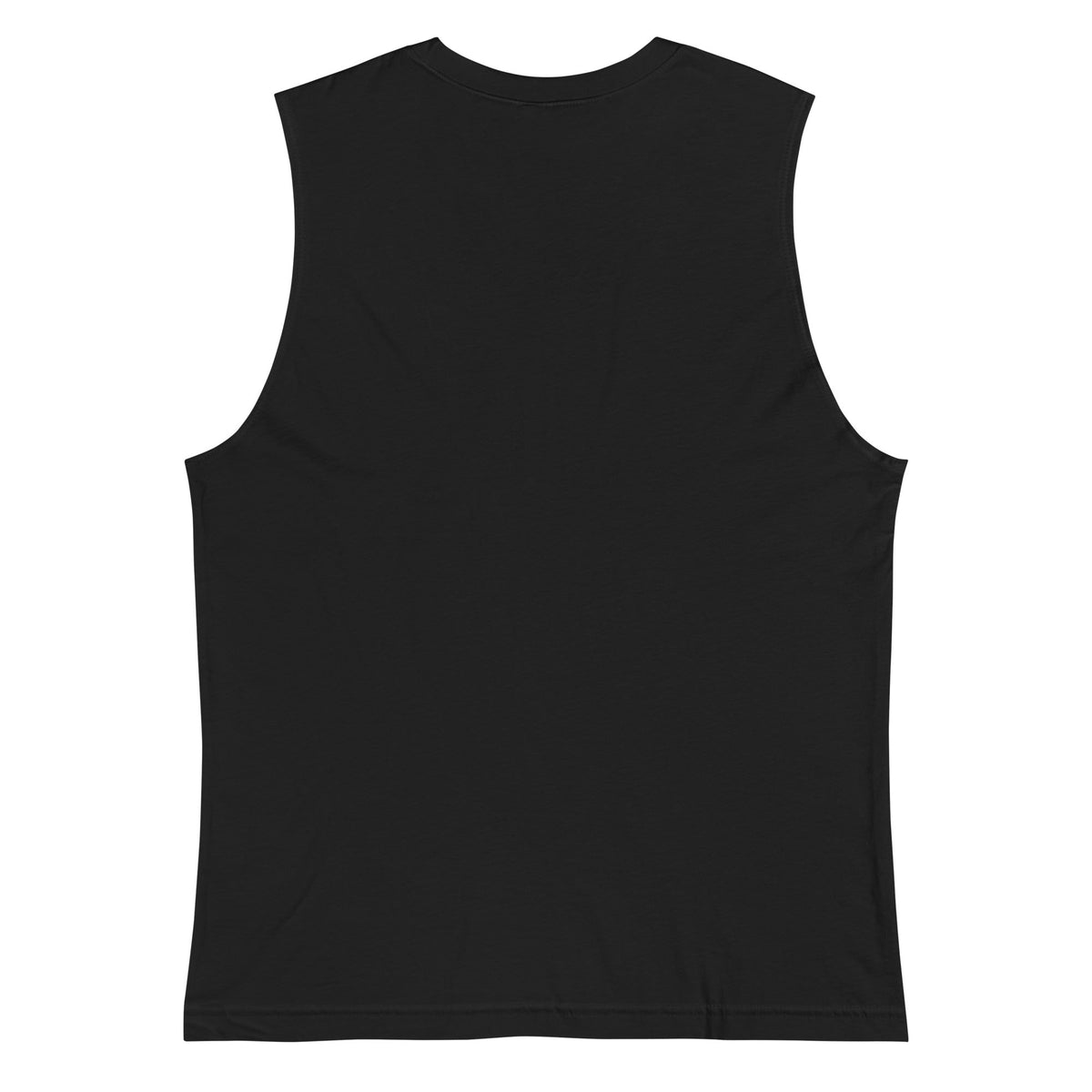 Stronger Every Rep men's muscle shirt in solid black cotton, with a crew neck and wide, low-cut armholes.