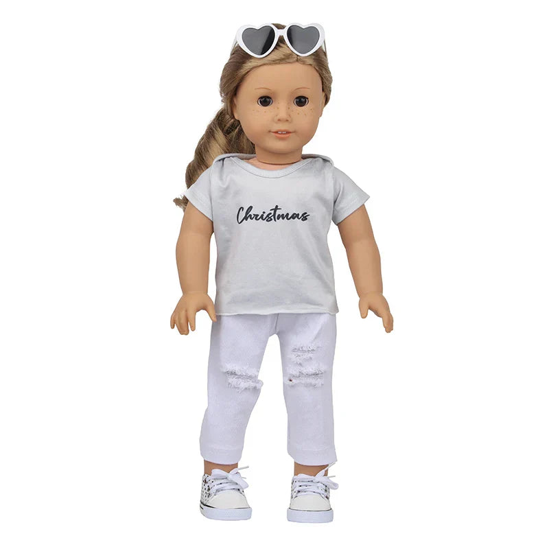 Soft doll wearing a stylish pajama set with heart-shaped sunglasses, showcasing comfort and playful design.