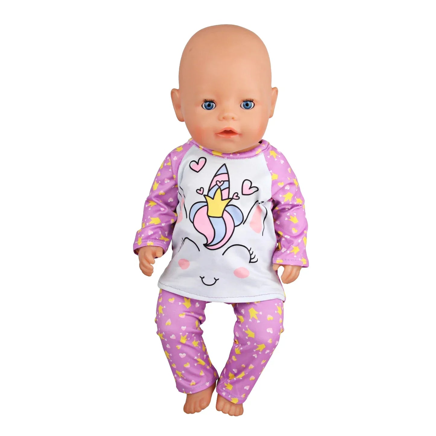 Soft Doll Pajama Set featuring cute unicorn design on a doll.