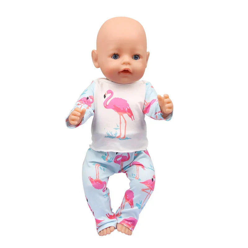 Soft Doll Pajama Set with Flamingo Design