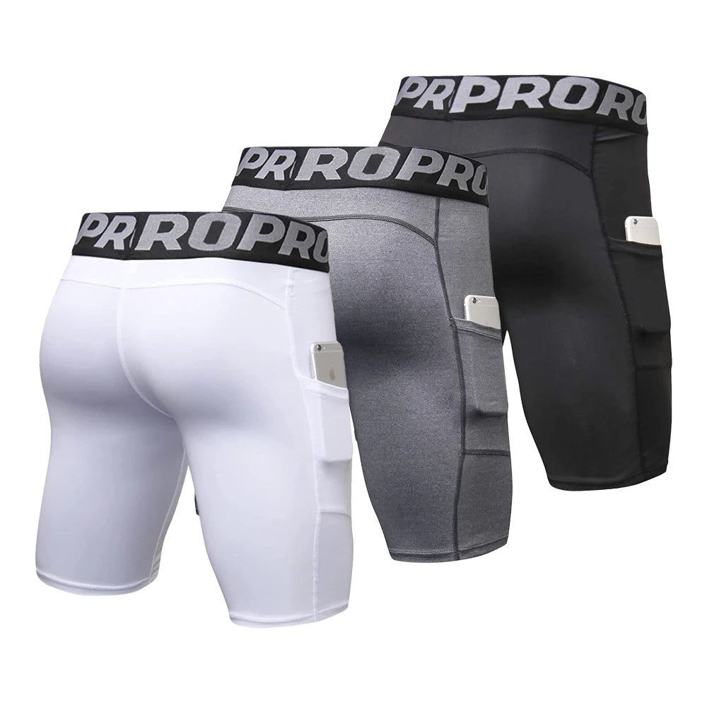 Men's Compression Shorts with Phone Pocket