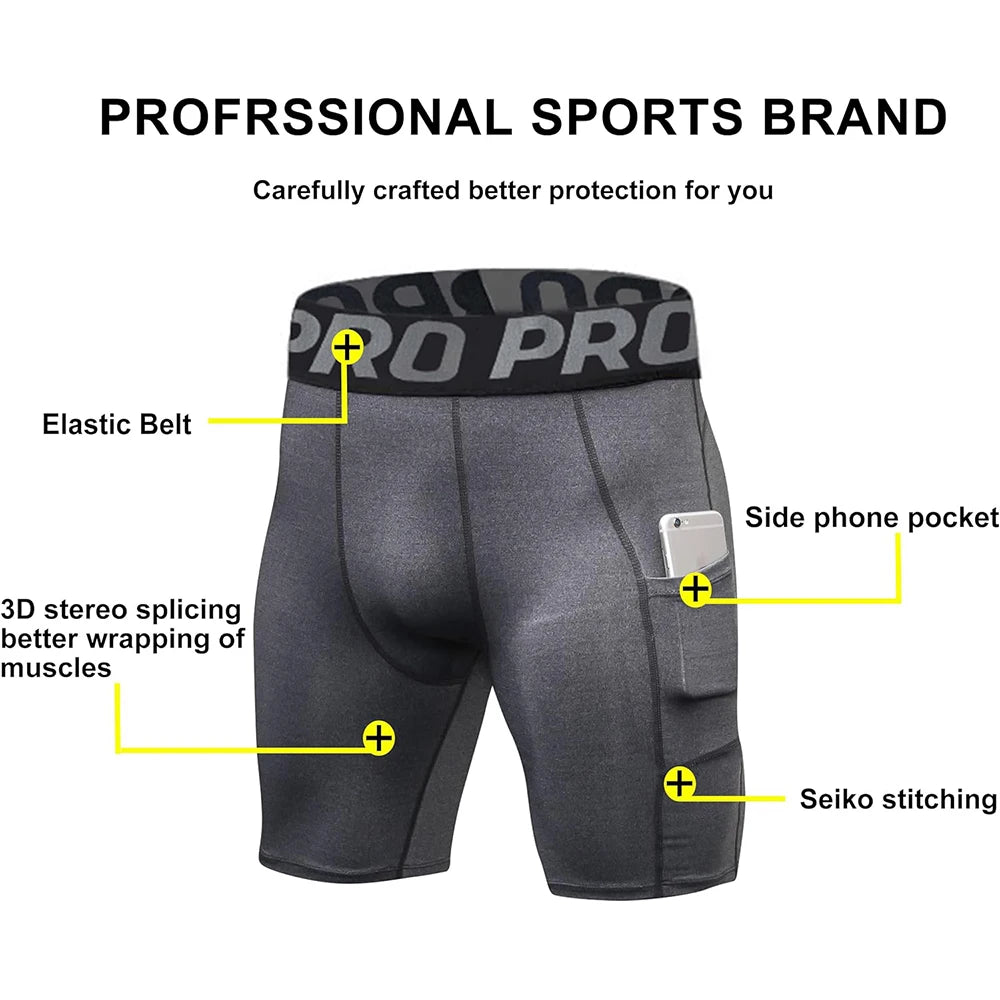 Men's Compression Shorts with Phone Pocket