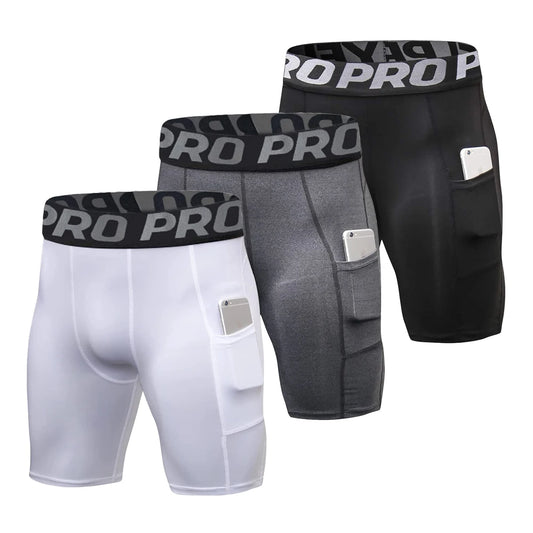 Men's Compression Shorts with Phone Pocket