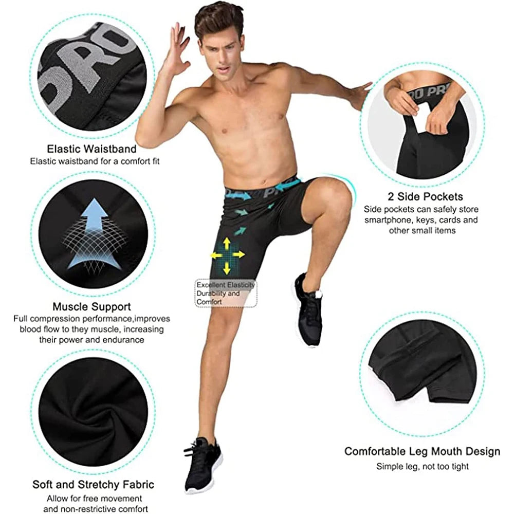Men's Compression Shorts with Phone Pocket