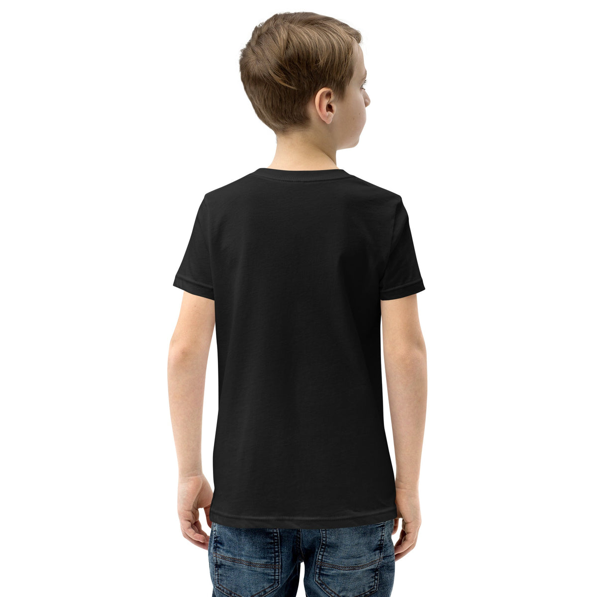 Wild and Free Kids T-shirt in solid black cotton, shown from the back with a classic crew neck and short sleeves.